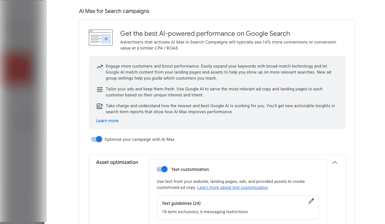 Google Ads AI Max for Search Campaigns